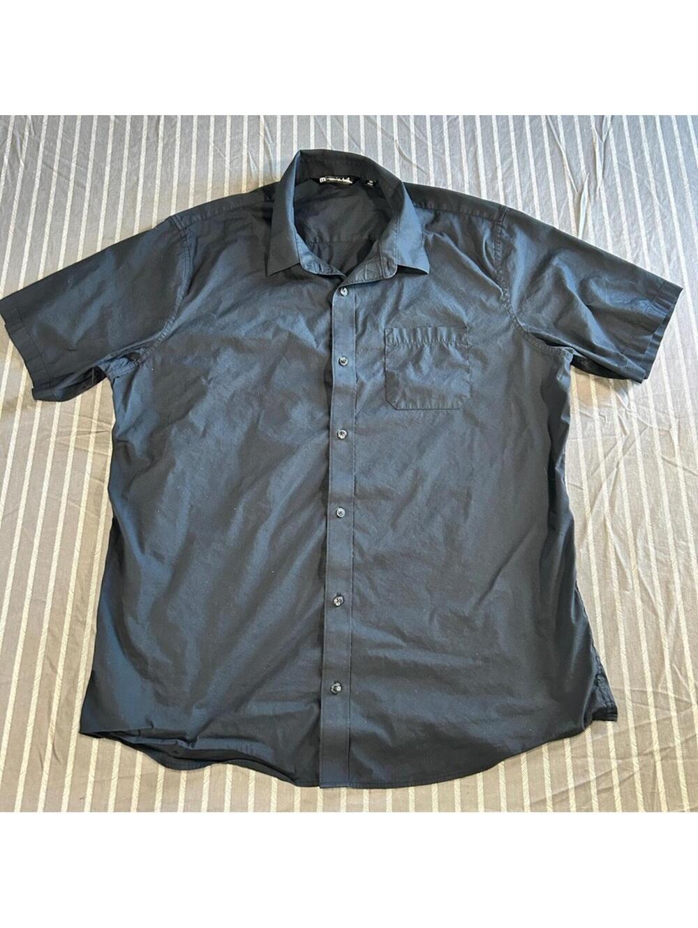 Travis Mathew Men's XXLarge Gray Print Short Sleeve Button Up Shirt